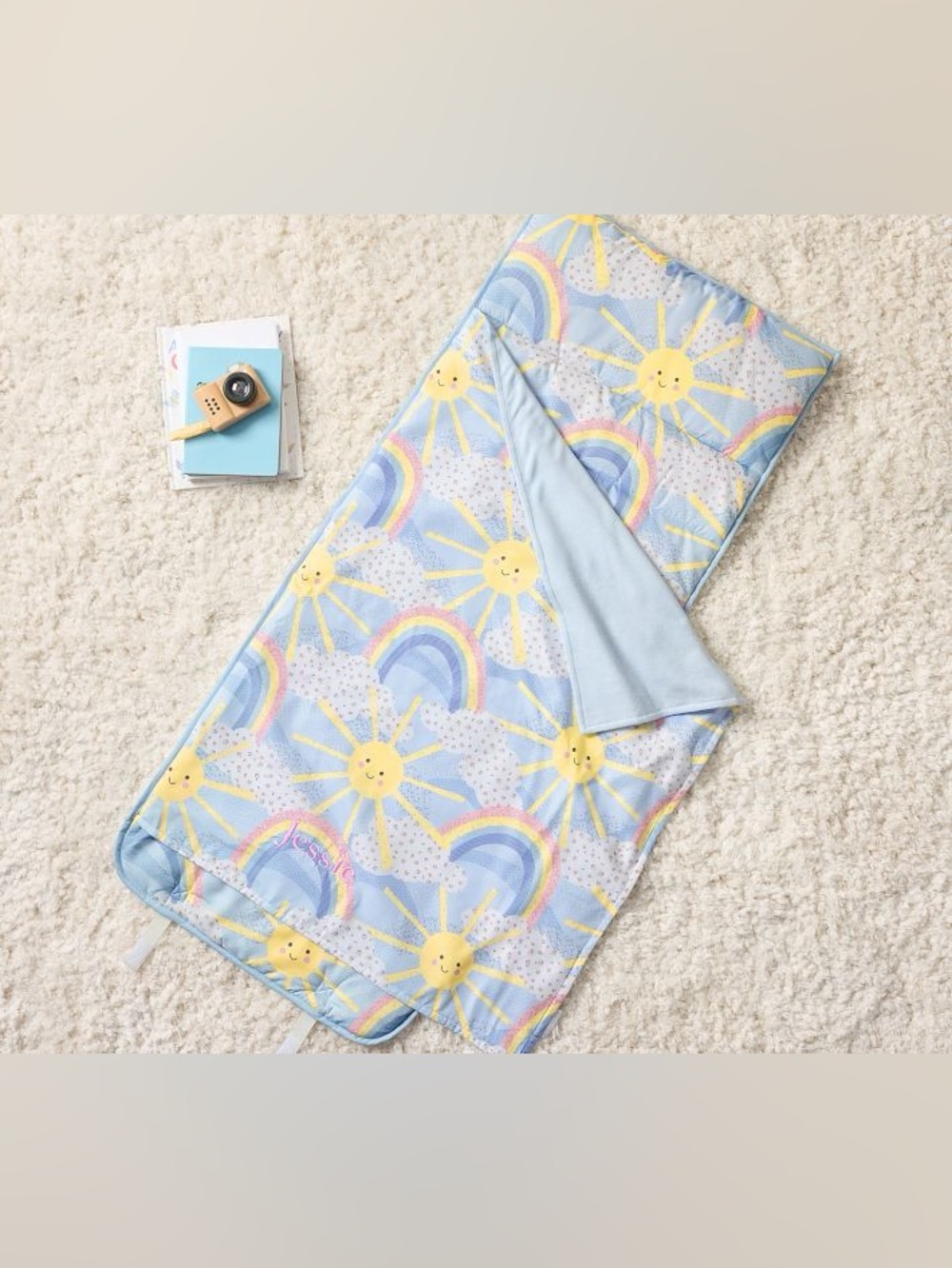 Rare Pottery Barn Kids Mackenzie Heritage Sun Nap Mat  Carrier Rainbow Cloud